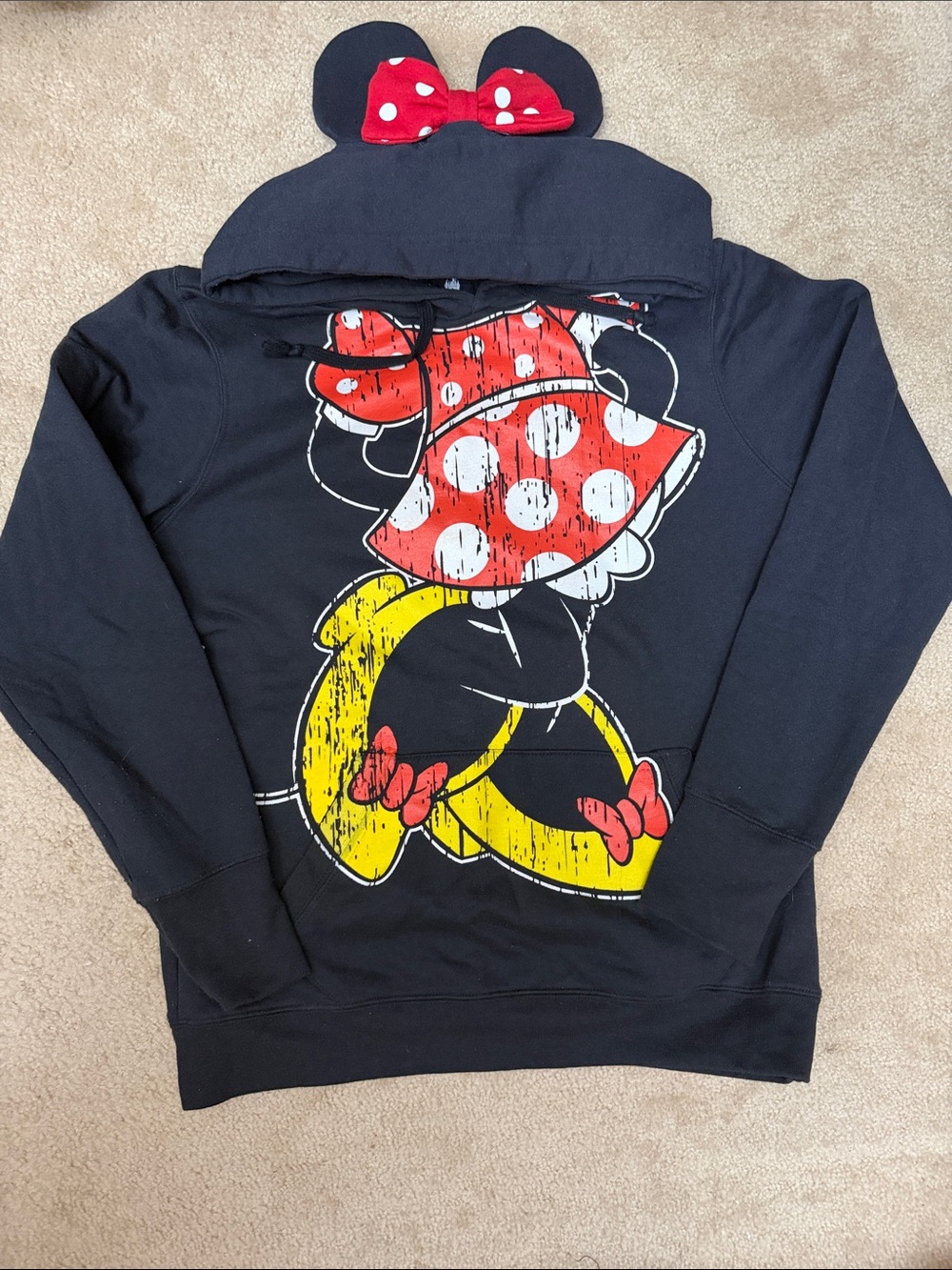 Black Minnie Mouse Hooded sweater with Red Bow